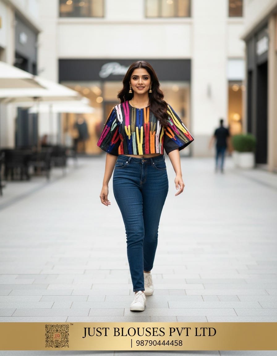 Premium Real Zip Patchwork Blouse