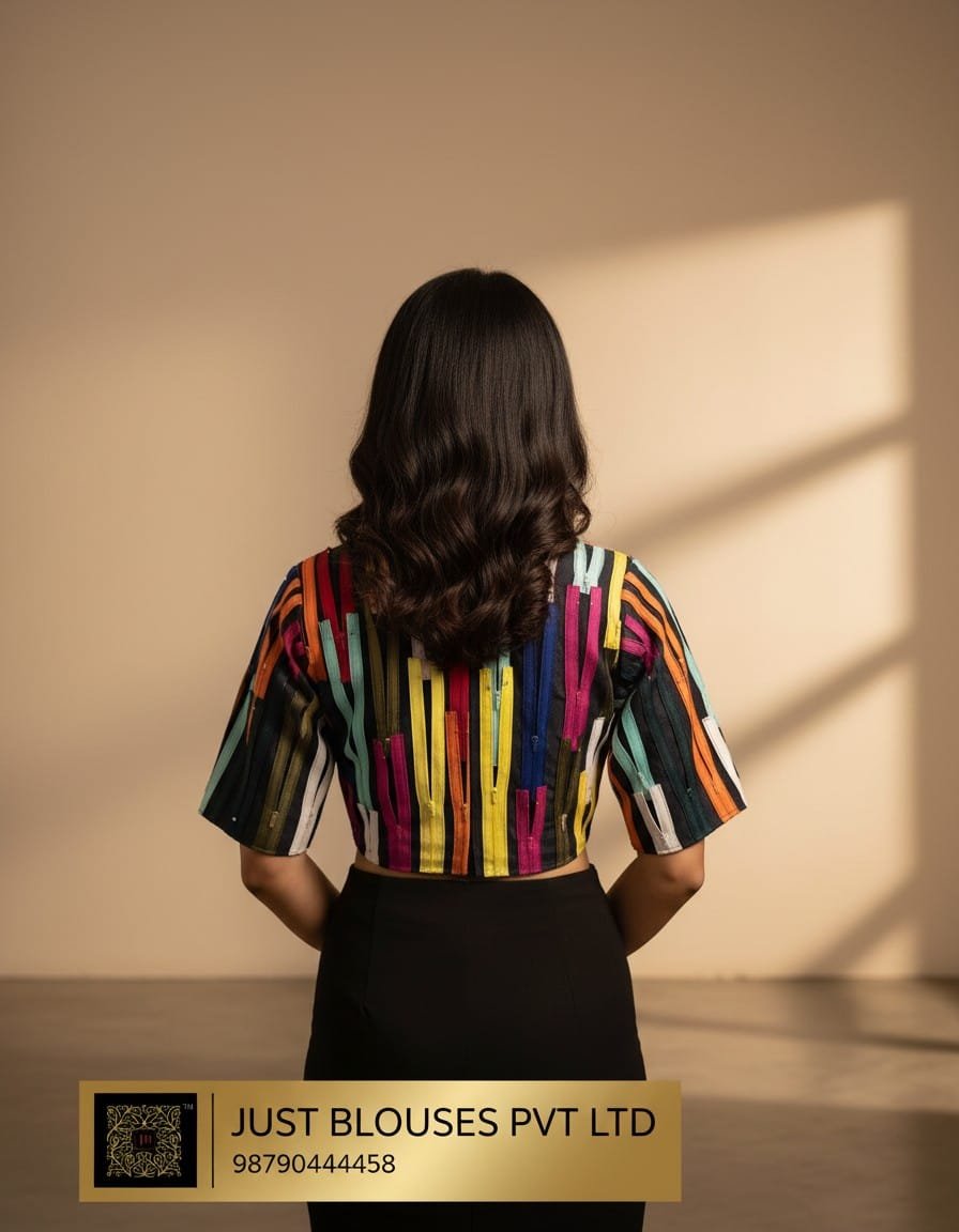 Premium Real Zip Patchwork Blouse