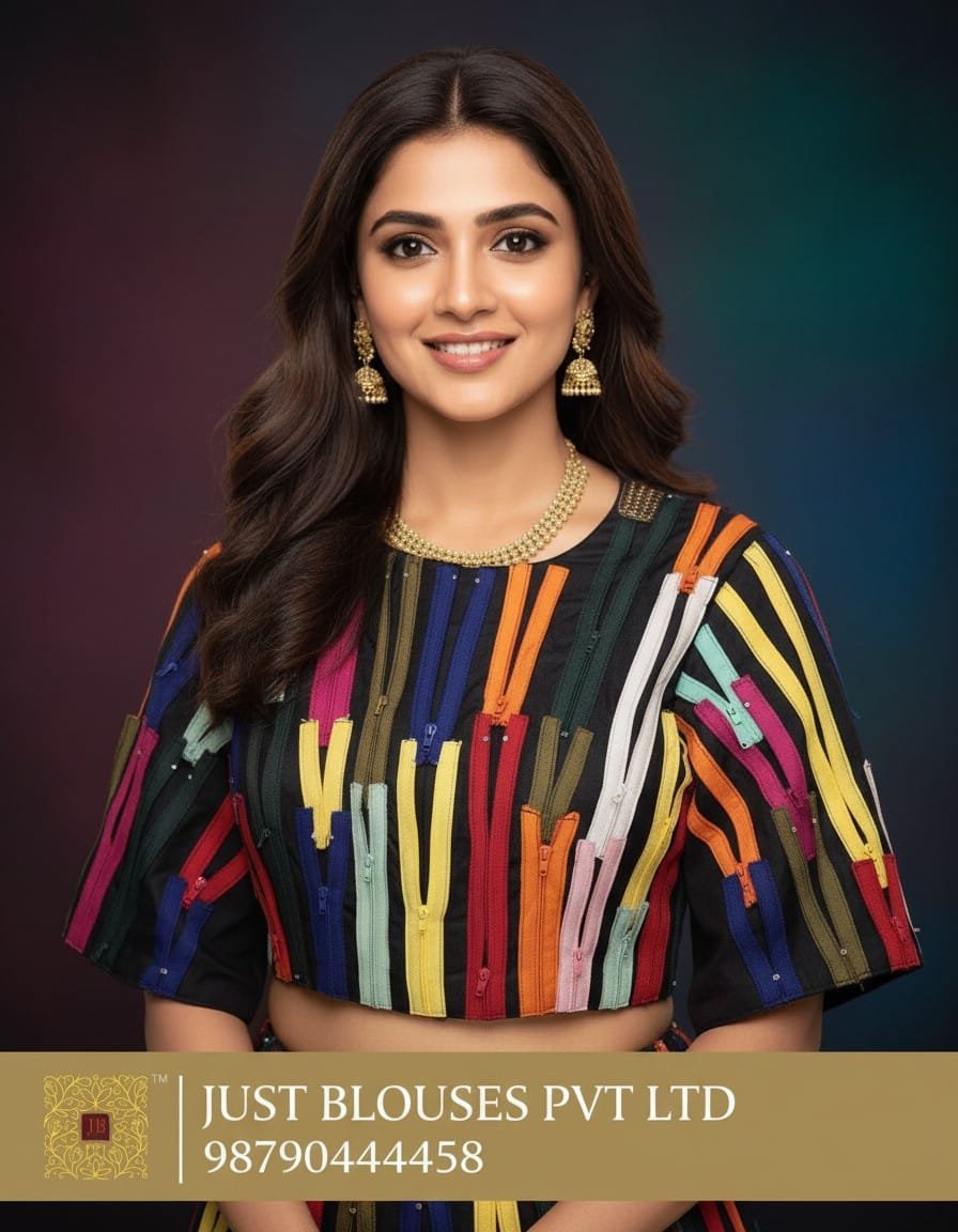 Premium Real Zip Patchwork Blouse