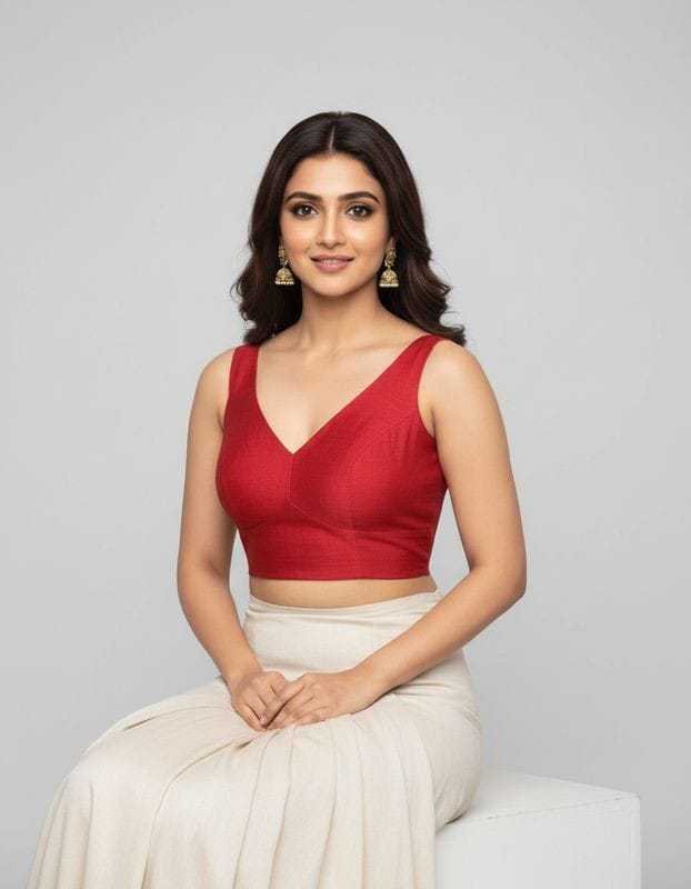 Basic Plunge Neck Blouses